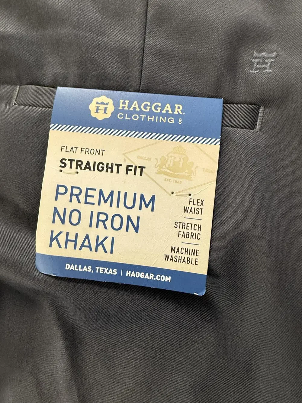 Haggar Pants Mens 30x30 Grey Straight Fit Premium No Iron Khaki Flat Front Chino